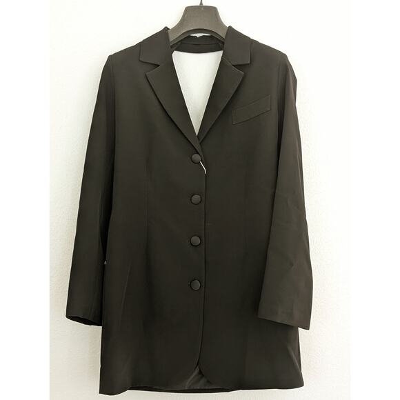 Actualee Black Blazer Mini Dress IT 46 US M 10 Four Button Sash Italian Designer - Picture 5 of 11